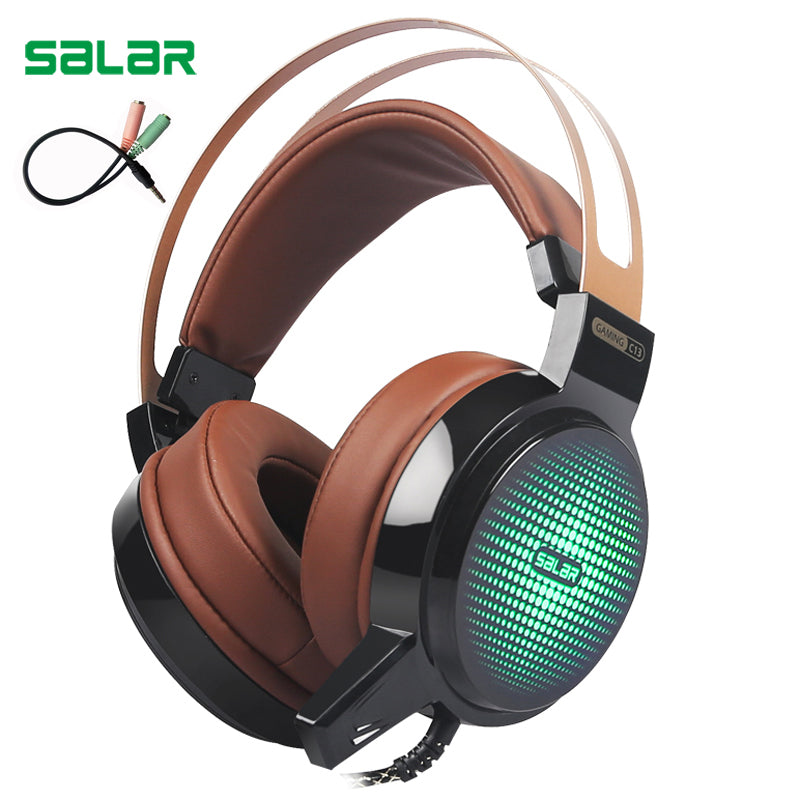 Salar C13 Gaming Headset PC con cable Auriculares estéreo Auriculares con micrófono para computadora Gamer auriculares 3.5mm